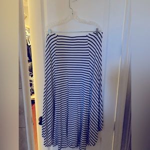 Chico’s White Black Stripe Asymmetrical Maxi Skirt 2